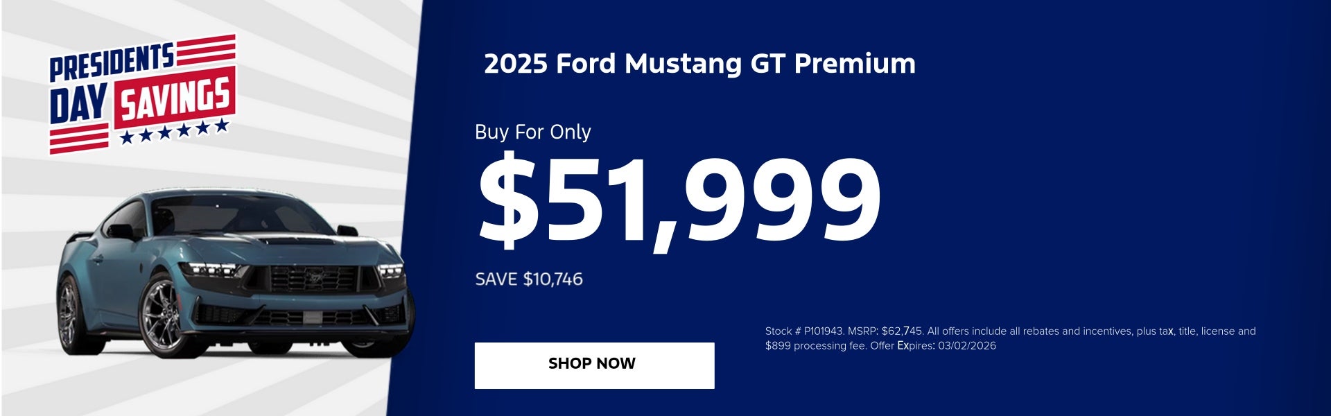 2025 Ford Mustang GT Premium Buy For Only $51,999 SAVE $1