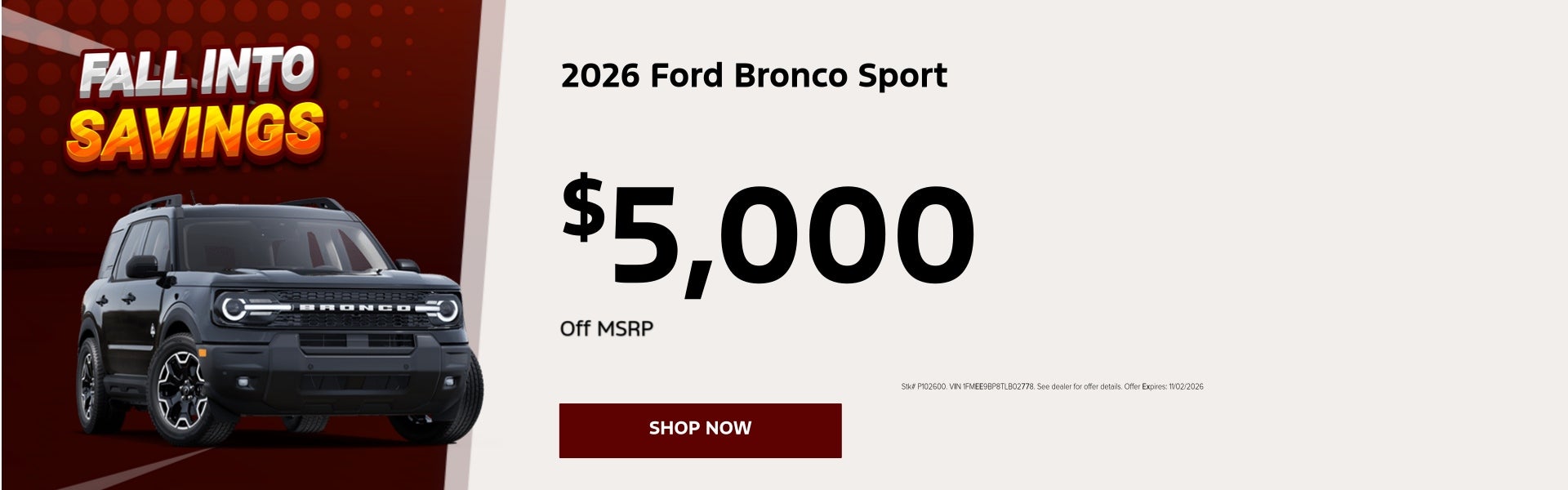 2026 Ford Bronco Sport $5,000 Off MSRP