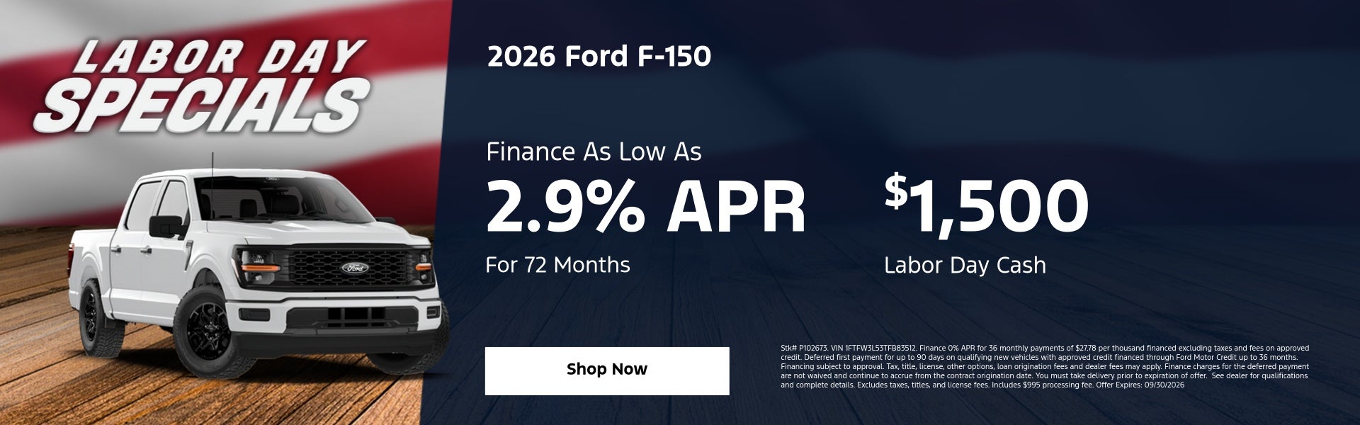 2026 Ford F-150 Finance As Low As 2.9% APR For 72 Months	